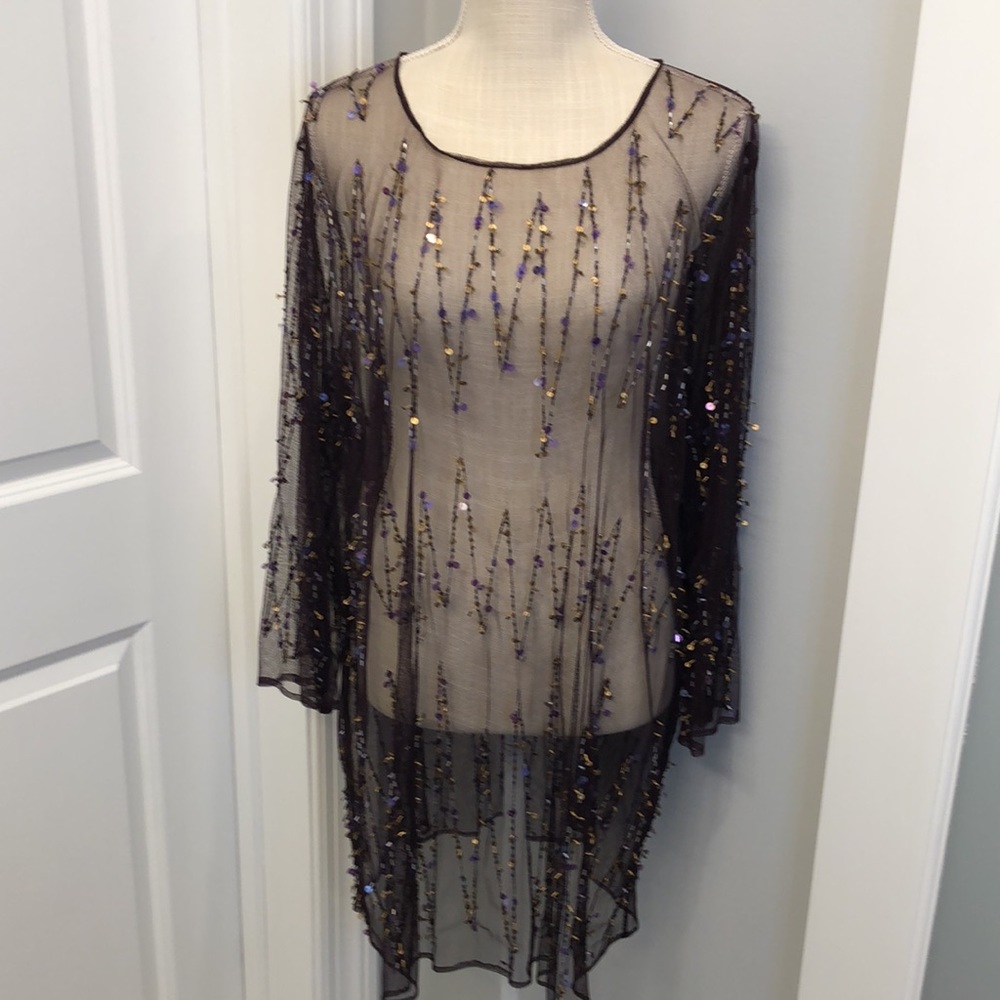 Marina Rinaldi Vintage Transparent Mesh Blouse Tunic